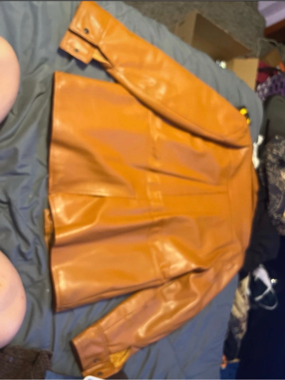 Classic Faux Leather Jacket in Cognac